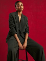 River Island Green Long Sleeve Oversized Single Breasted Blazer - Image 1 of 4