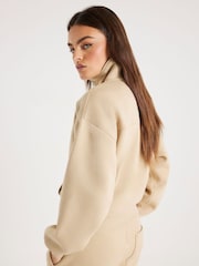 River Island Brown Long Sleeve NYC Well Being Quarter Zip Sweatshirt - Image 4 of 4