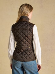 Joules Braemar Luxe Chocolate Brown Showerproof Diamond Quilted Gilet - Image 2 of 10