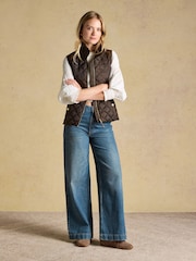 Joules Braemar Luxe Chocolate Brown Showerproof Diamond Quilted Gilet - Image 5 of 10