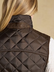Joules Braemar Luxe Chocolate Brown Showerproof Diamond Quilted Gilet - Image 8 of 10