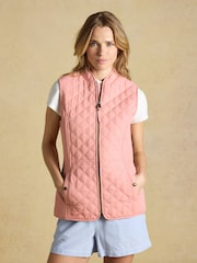 Joules Minx Pink Showerproof Diamond Quilted Gilet - Image 1 of 10