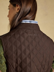 Joules Minx Chocolate Brown Showerproof Diamond Quilted Gilet - Image 6 of 8