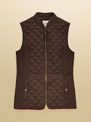 Joules Minx Chocolate Brown Showerproof Diamond Quilted Gilet - Image 8 of 8