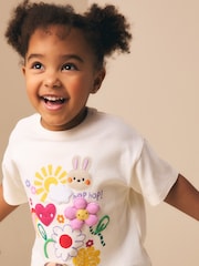 Ecru White Padded Bunny Short Sleeve T-Shirt (3mths-7yrs) - Image 2 of 9