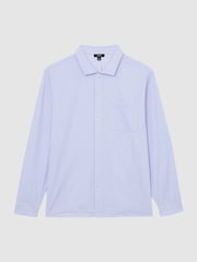 Reiss Soft Blue Corso Pinstripe Regular-Fit Long-Sleeve Shirt With Cotton - Image 2 of 7