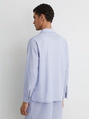 Reiss Soft Blue Corso Pinstripe Regular-Fit Long-Sleeve Shirt With Cotton - Image 5 of 7