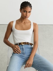 Reiss Animal Belinda Pony-Hair Leopard Square-Buckle Belt - Image 2 of 4