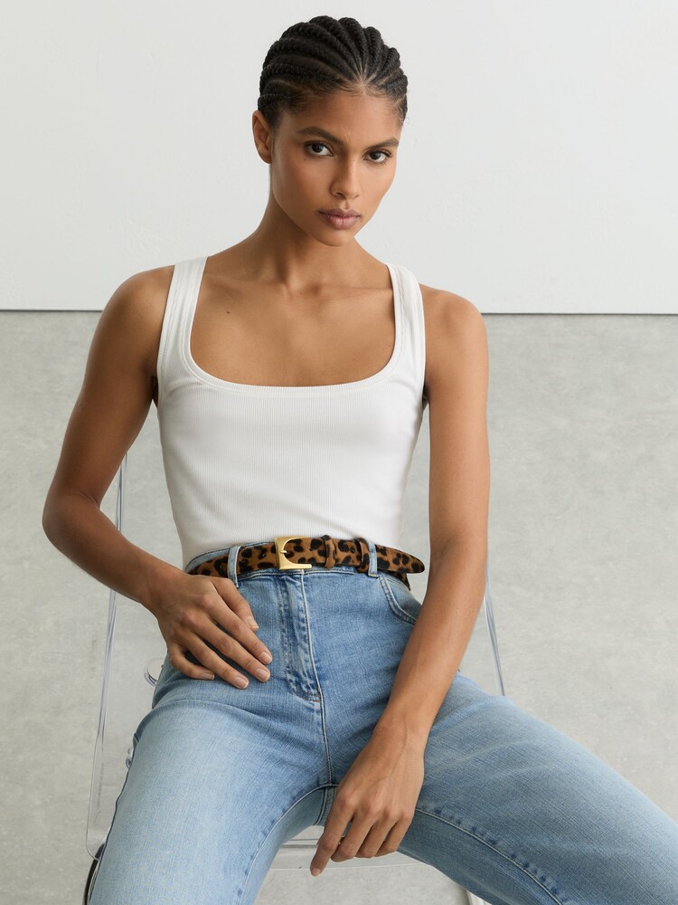 Reiss Animal Belinda Pony-Hair Leopard Square-Buckle Belt - Image 2 of 4