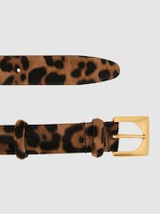 Reiss Animal Belinda Pony-Hair Leopard Square-Buckle Belt - Image 3 of 4
