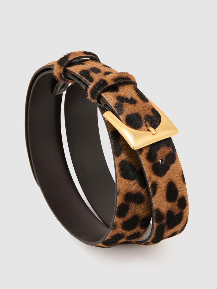 Reiss Animal Belinda Pony-Hair Leopard Square-Buckle Belt - Image 4 of 4