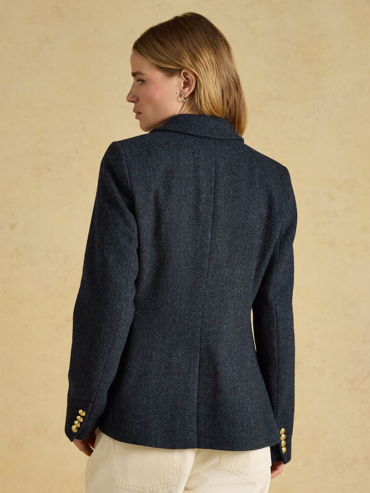 Joules Canterley Navy Herringbone Tweed Blazer - Image 2 of 10