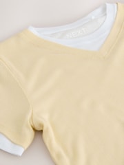 Yellow Short Sleeve Ribbed V-Neck Layered T-Shirt - Image 7 of 7