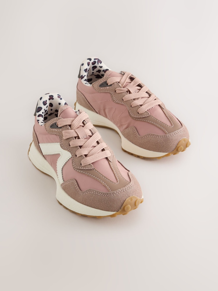 Pink Lace-Up Lifestyle Trainers - Image 1 of 6 Pink Lace-Up Lifestyle Trainers - Image 1 of 6