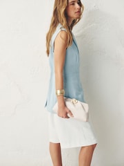 عاجي - Gold Hardware Ruched Clutch Bag - Image 2 of 10