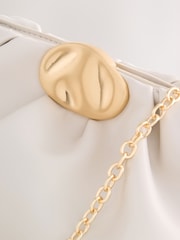 عاجي - Gold Hardware Ruched Clutch Bag - Image 9 of 10