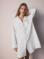 White Cotton/Tencel Blend Night Shirt - Image 3 of 9