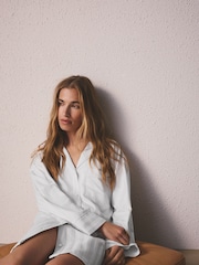 White Cotton/Tencel Blend Night Shirt - Image 4 of 9