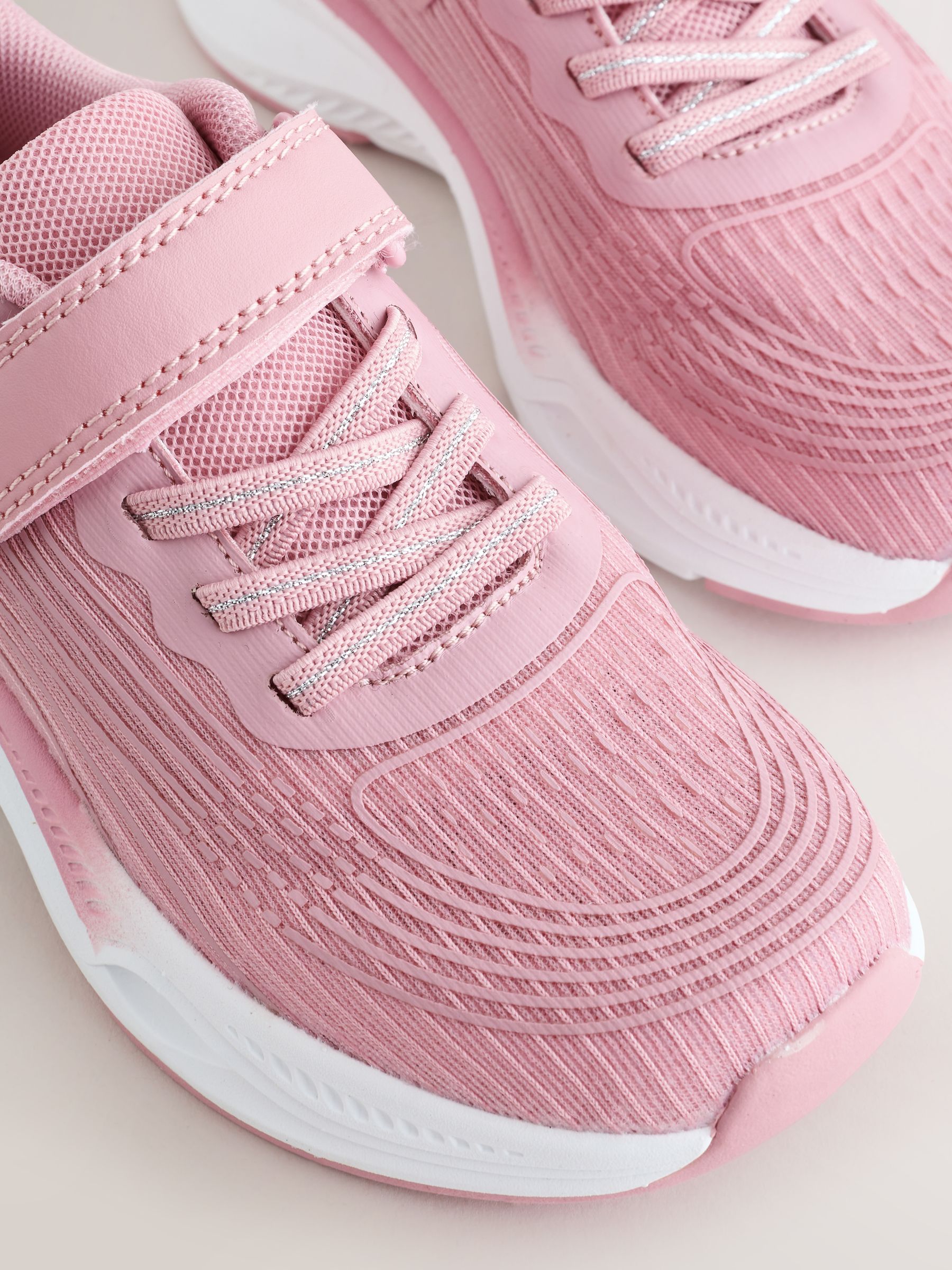 Buy Pink Standard Fit (F) Elastic Lace-Up Trainers from Next India