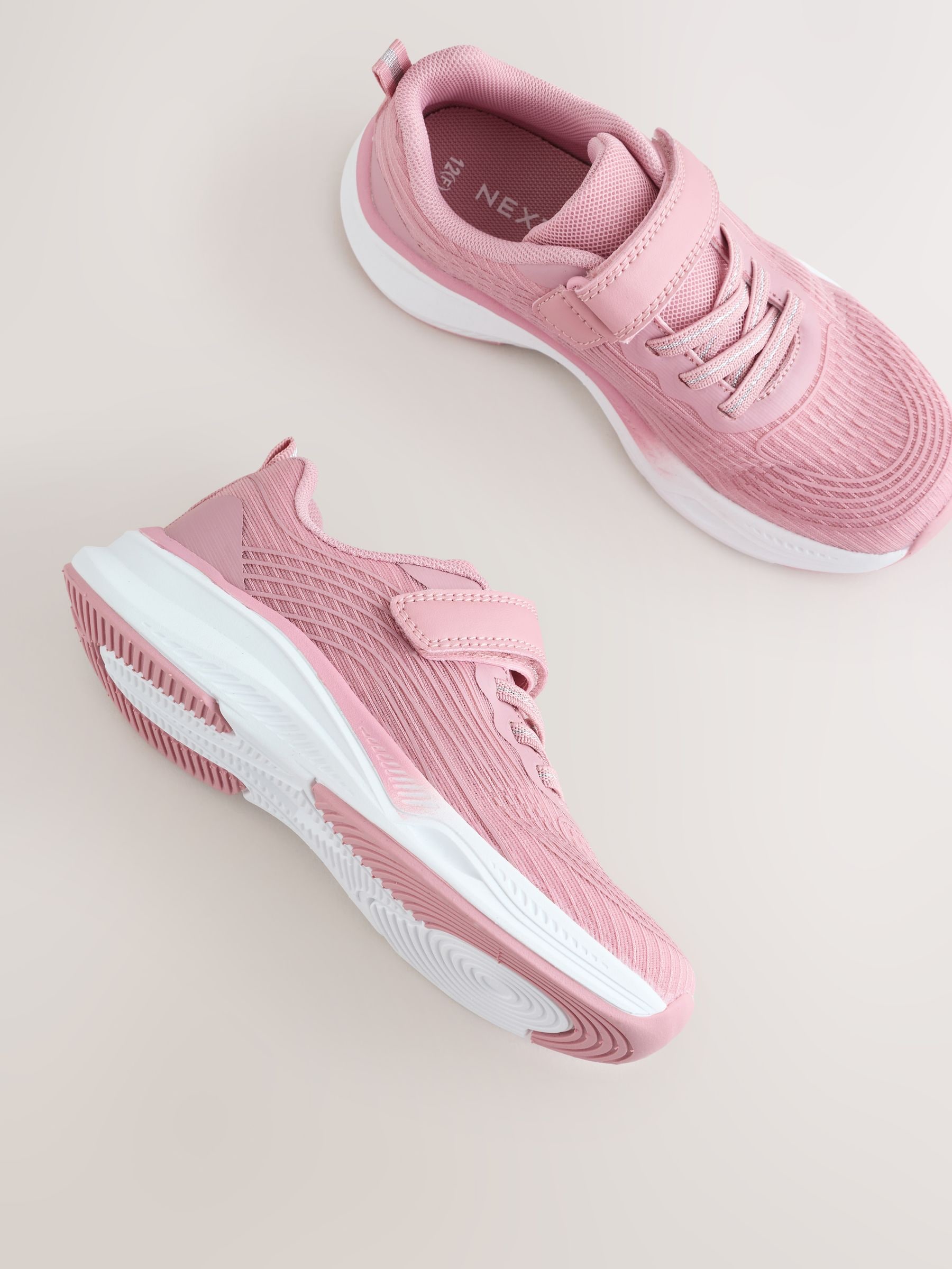 Buy Pink Standard Fit (F) Elastic Lace-Up Trainers from Next India