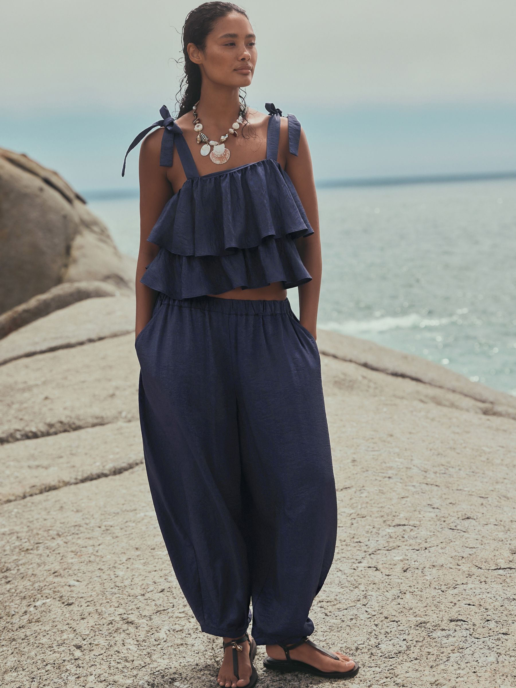 Buy Steel Blue Tie Strap Ruffle Top from the Next UK online shop Buy Steel Blue Tie Strap Ruffle Top from the Next UK online shop
