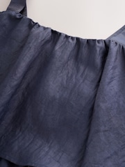 Steel Blue Tie Strap Ruffle Top - Image 7 of 9