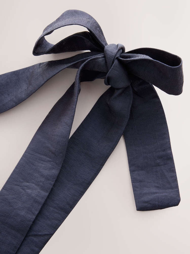 Steel Blue Tie Strap Ruffle Top - Image 9 of 9