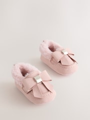 Baker by Ted Baker Pink Loafers Padders With Bow - Image 1 of 5
