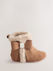 Baker by Ted Baker Tan Brown Faux Fur Trim Padders Boots - Image 1 of 5