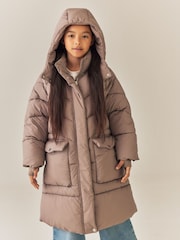 Mink Brown Shower Resistant Faux Fur Lined Padded Coat (3-16yrs) - Image 5 of 5