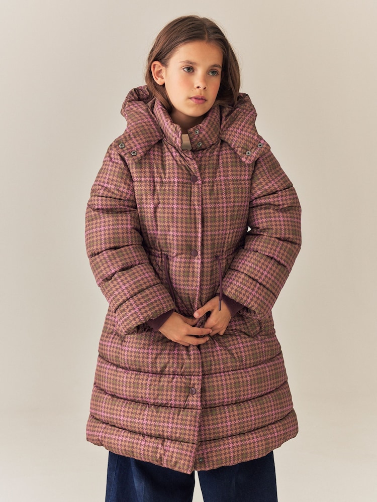 Pink Check Shower Resistant Padded Coat (3-16yrs) - Image 2 of 11 Pink Check Shower Resistant Padded Coat (3-16yrs) - Image 2 of 11