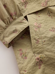 Khaki Green Floral Print Shower Resistant Parka Coat (5-14yrs) - Image 10 of 11