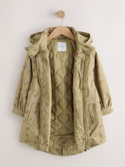 Khaki Green Floral Print Shower Resistant Parka Coat (5-14yrs) - Image 7 of 11