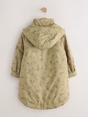 Khaki Green Floral Print Shower Resistant Parka Coat (5-14yrs) - Image 8 of 11