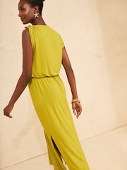 ライムグリーン スターフィッシュ 金具トリム - Love & Roses Asymmetric Drape Jersey Midi Dress - 画像 4 / 4