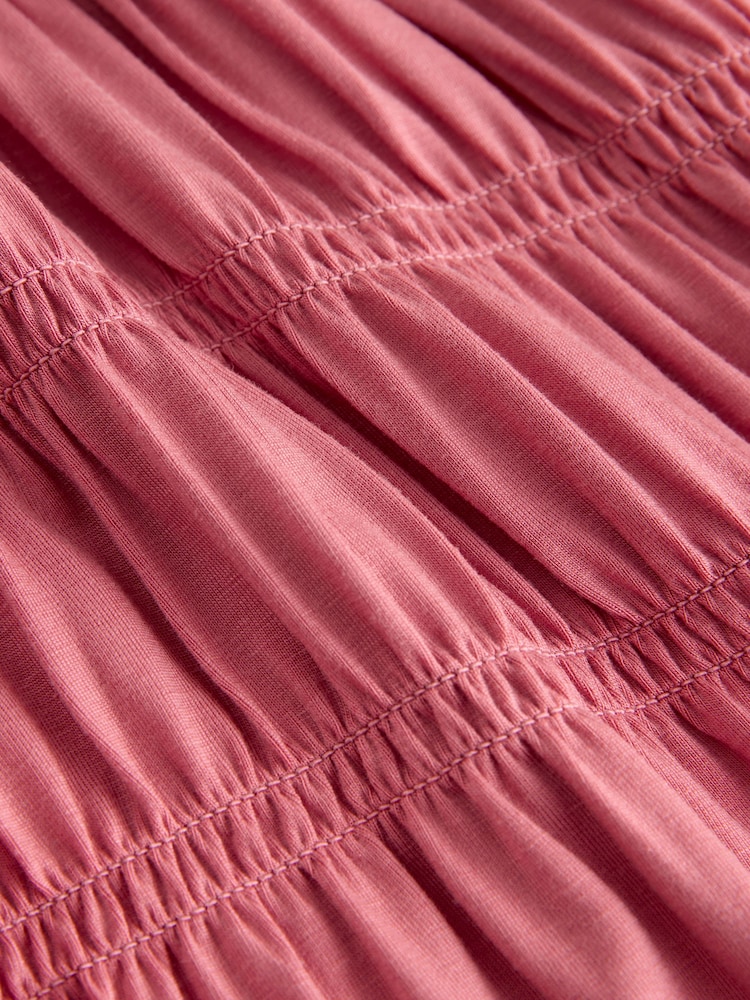 Rose Pink Jersey Mini Shirred Dress - Image 3 of 3