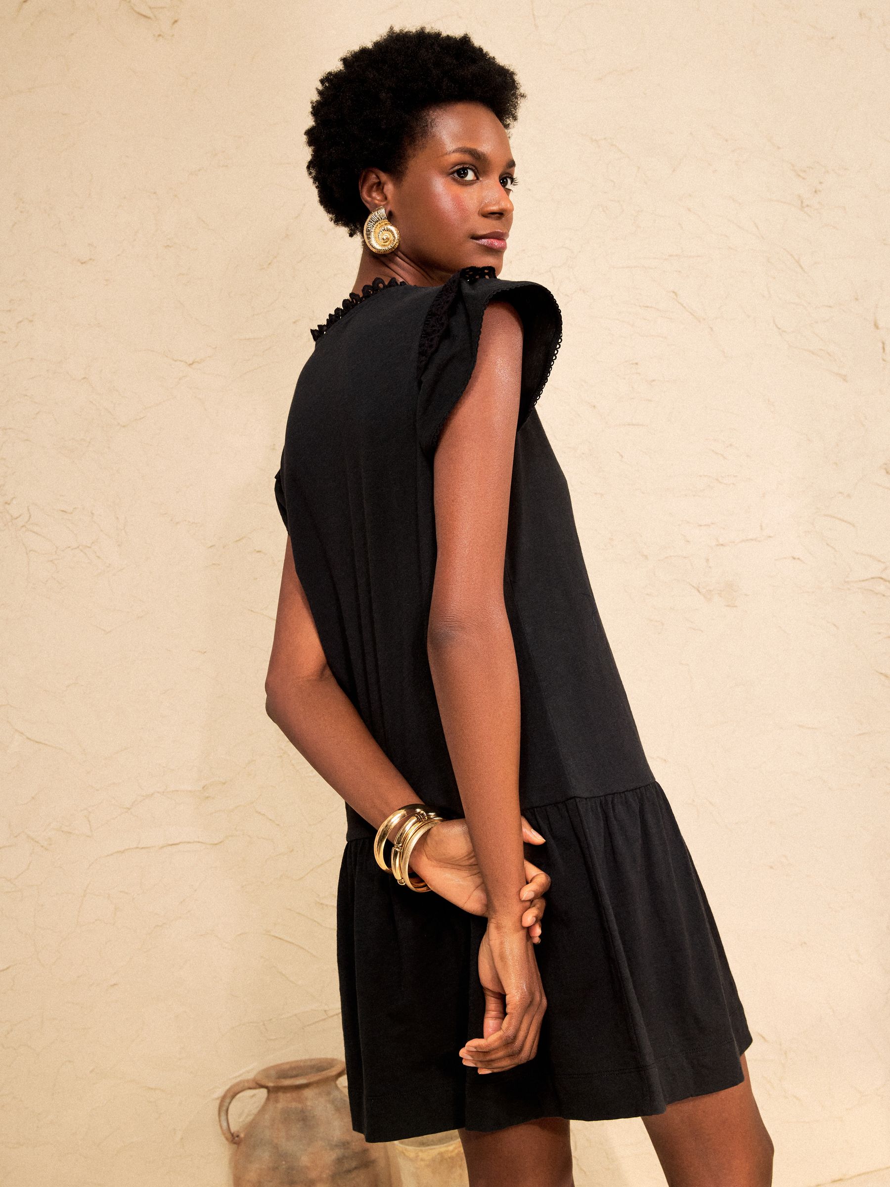 Buy Love & Roses Black and Yellow X2 Notch Neck Frill Broderie