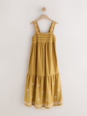 Vert chartreuse - Seersucker Jersey Mirror Detail Midi Dress - Image 1 de 3