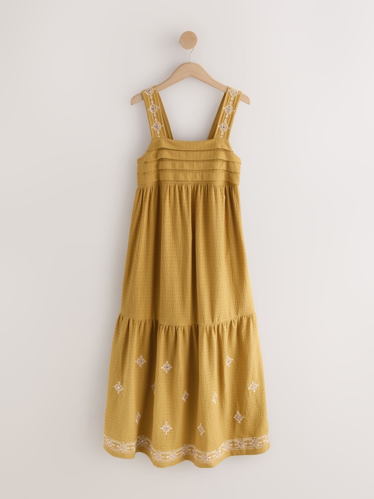 Vert chartreuse - Seersucker Jersey Mirror Detail Midi Dress - Image 1 de 3