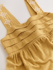 Chartreuse Green Seersucker Jersey Mirror Detail Midi Dress - Image 9 of 10