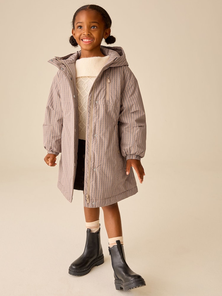 Neutral Check Waterproof Coat (3-16yrs) - Image 1 of 11 Neutral Check Waterproof Coat (3-16yrs) - Image 1 of 11