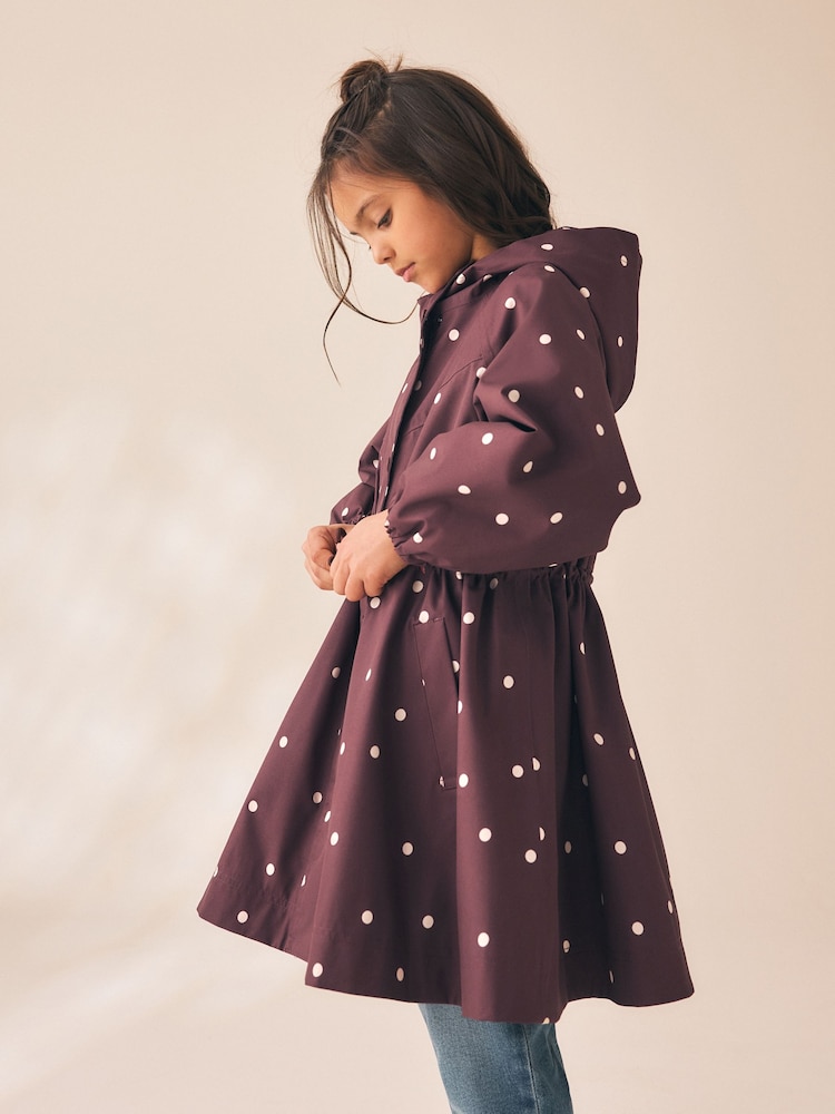 Brown Polka Dot Waterproof Skirted Rain Jacket (3-16yrs) - Image 1 of 4
