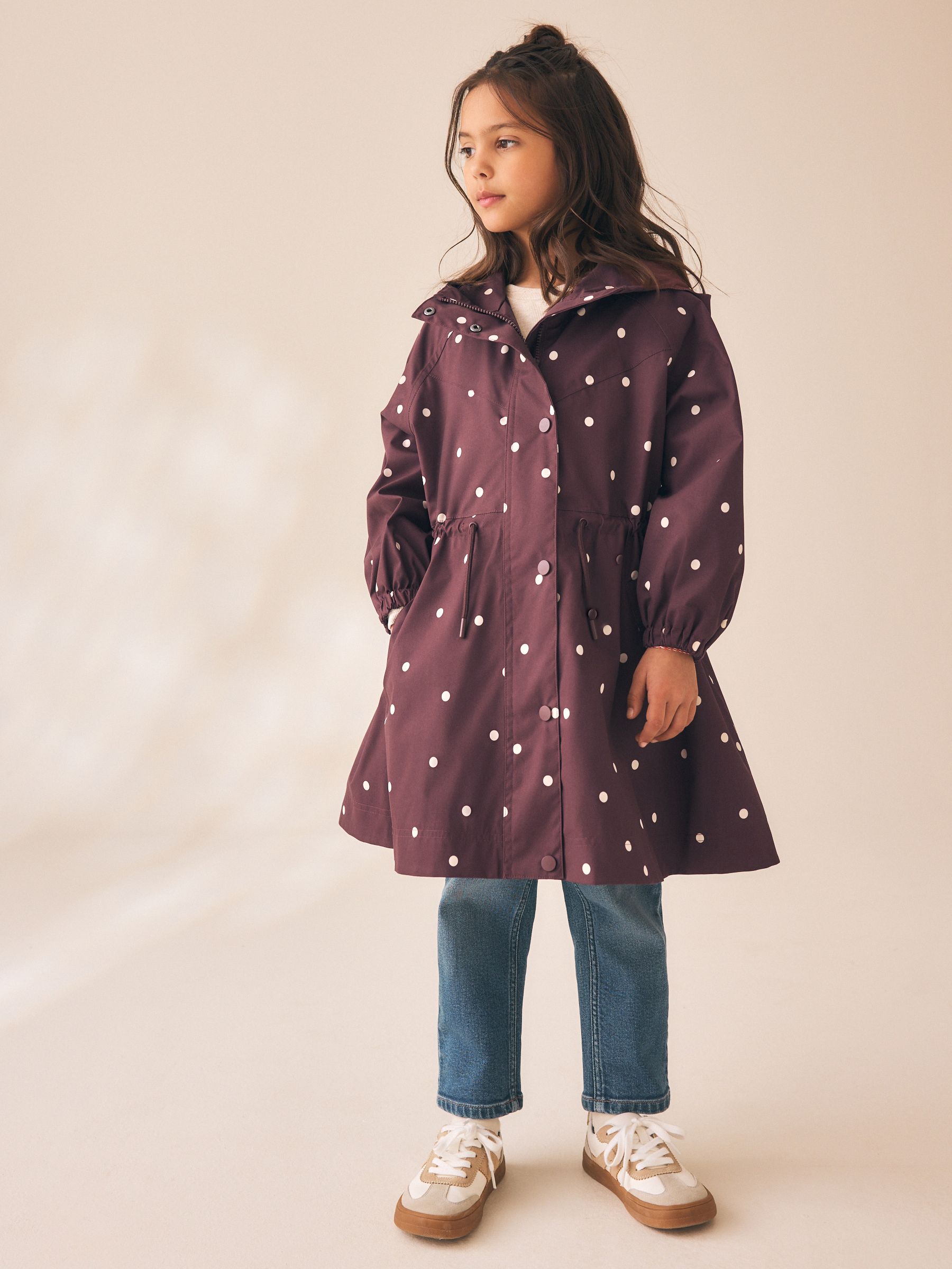 Buy Brown Polka Dot Waterproof Skirted Rain Jacket (3-16yrs) from