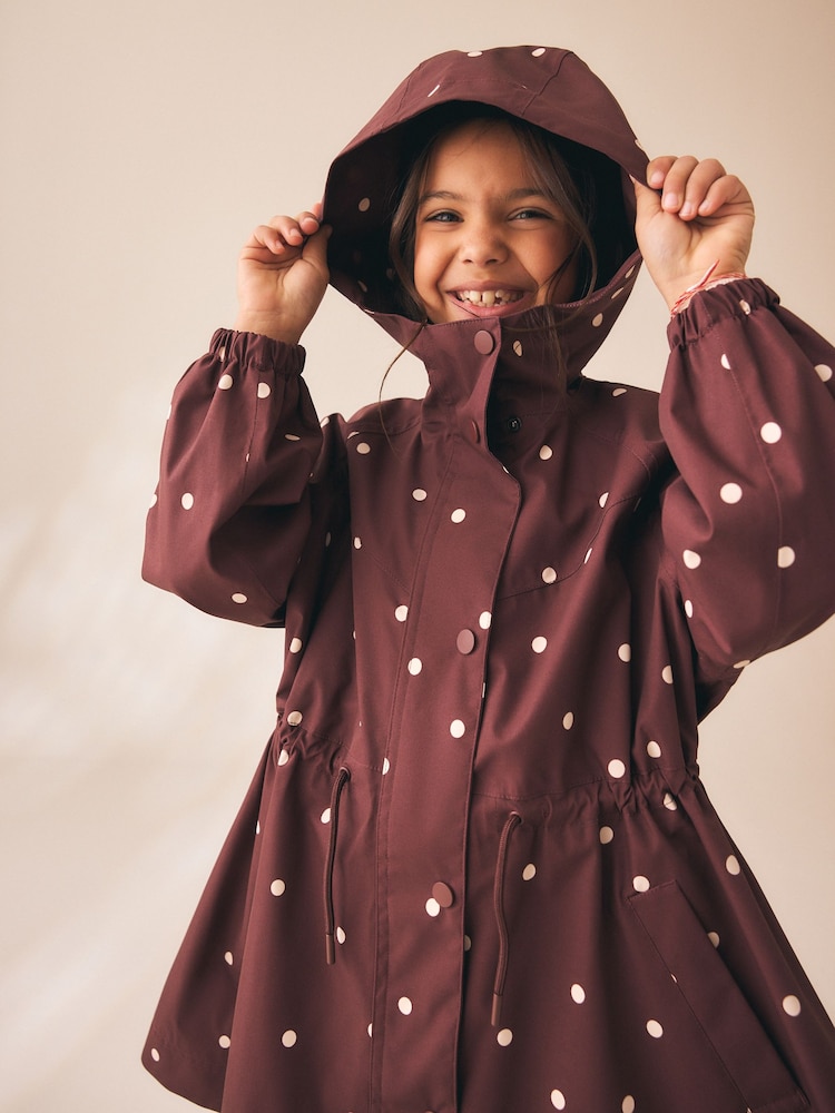 Brown Polka Dot Waterproof Skirted Rain Jacket (3-16yrs) - Image 2 of 4