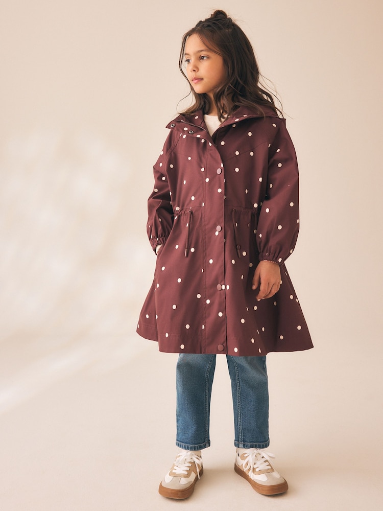 Brown Polka Dot Waterproof Skirted Rain Jacket (3-16yrs) - Image 4 of 4