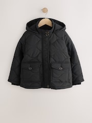 Black Shower Resistant Quilted Jacket (3-16yrs) - Image 5 of 9