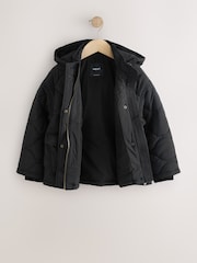 Black Shower Resistant Quilted Jacket (3-16yrs) - Image 6 of 9