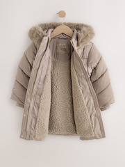 Champagne Gold Shower Resistant Faux Fur Trim Padded Coat (3-16yrs) - Image 6 of 6
