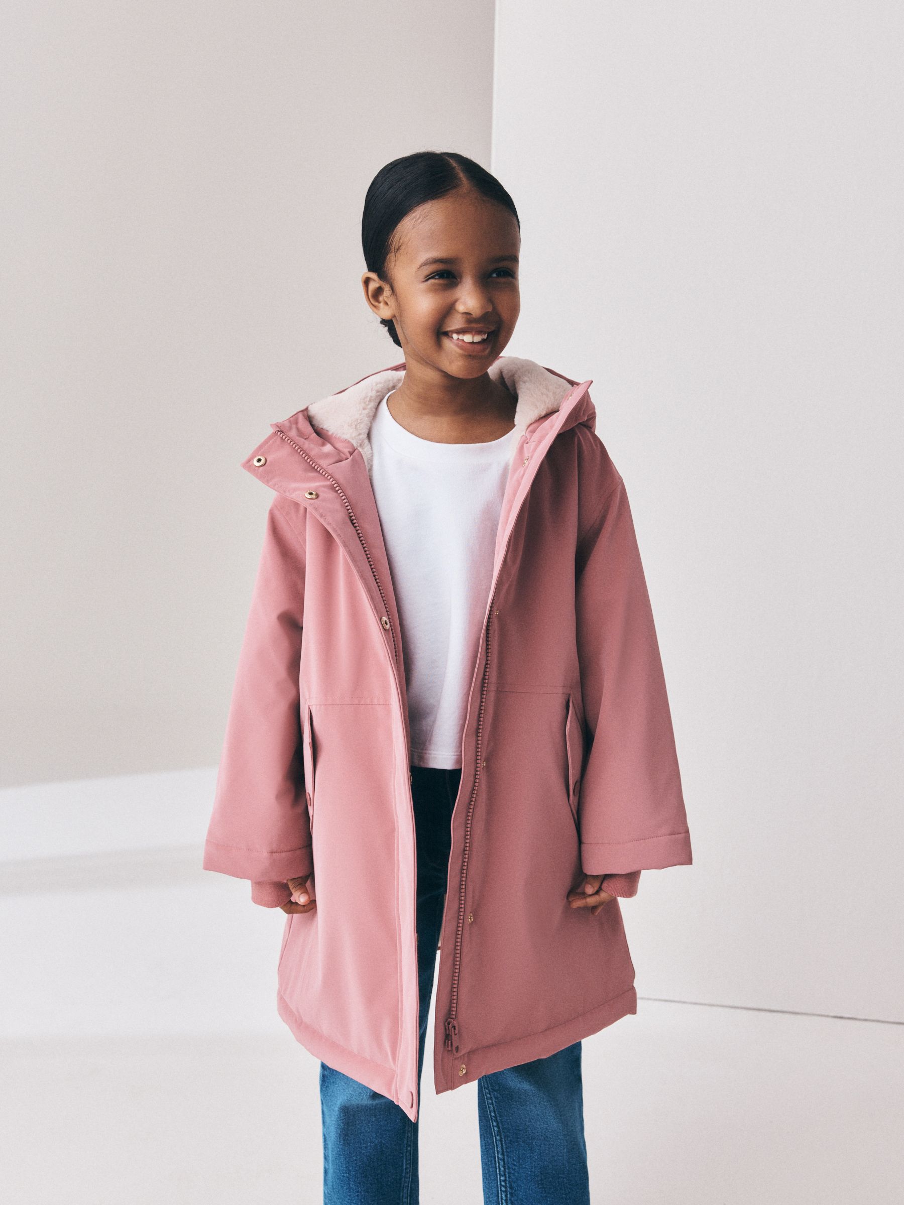 Buy Pink Shower Resistant Faux Fur Lined Jacket (3-16yrs) from the