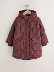 Burgundy Red Butterfly Quilted Shower Resistant Jacket (3-16yrs) - Image 5 of 9